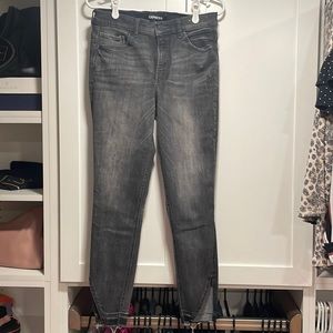 Distressed gray Express jeans